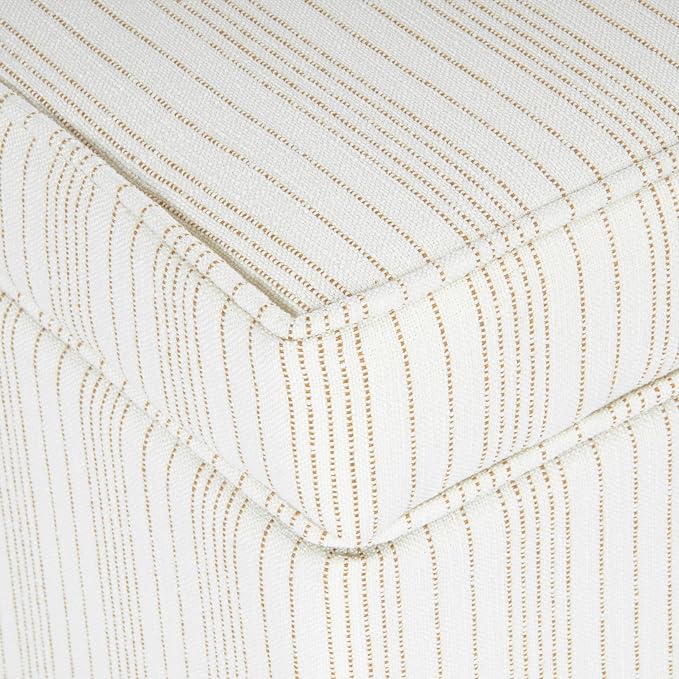 Spatial Order Home Decor | Dinah Collection Modern Storage Ottoman | Ottoman with Storage for Living Room & Bedroom(Cream Marigold Pinstripe Fabric)