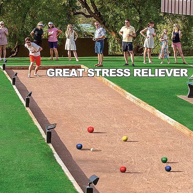 Bocce Ball Set Regulation Size and Weight for Professional Tournament, Backyard, Beach, Lawn Game with 8 Resin Bocci Balls, Pallino, Measuring Rope, Carrying Bag