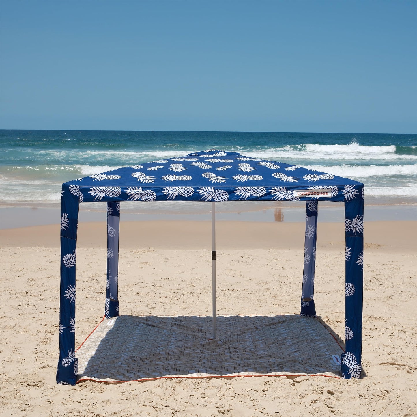 CoolCabana Beach Shade Tent - Easy Setup, UPF 50+ Protection, Large & Medium Sizes, Compact & Wind Resistant - Beach Cabana for The Whole Family - Pineapples, Medium