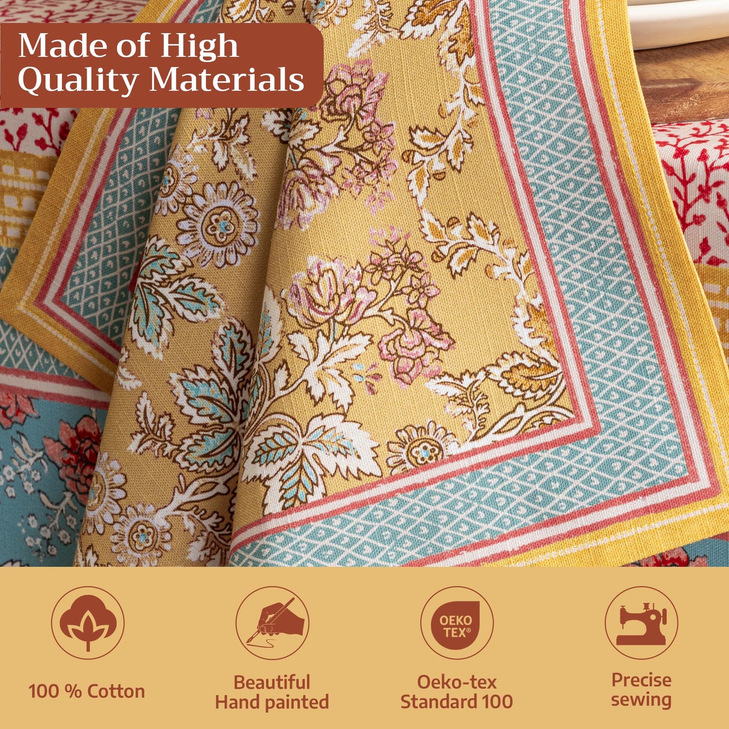 Maison d' Hermine Cloth Napkins Set of 4 100% Cotton Everyday Reusable Square Napkins Cloth Washable Dinner Party Wedding Restaurant Gifts for Mothers Day Spring/Summer (Marquise, 20" x 20")