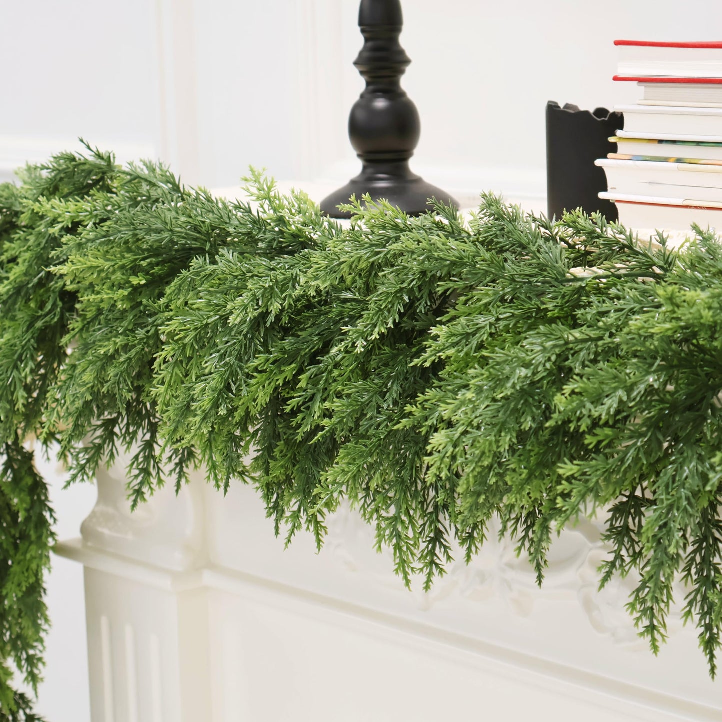 Christmas Cedar Garland Artificial Realistic Green Faux Real Touch Winter Pine Garland for Mantle Fireplace Wall Table Indoor Outdoor Decoraiton 5FT