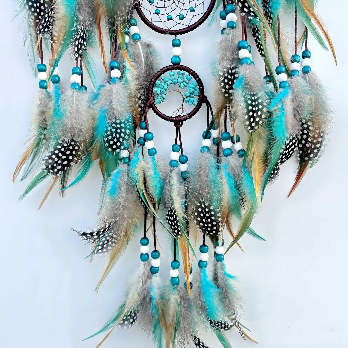 Large Dream Catchers,Boho Handmade Woven Turquoise Dream Catcher Wall Hanging Ornament for Bedroom Living Room Apartment Wedding Party Decor, Festival Blessing Gift (Turquoise)