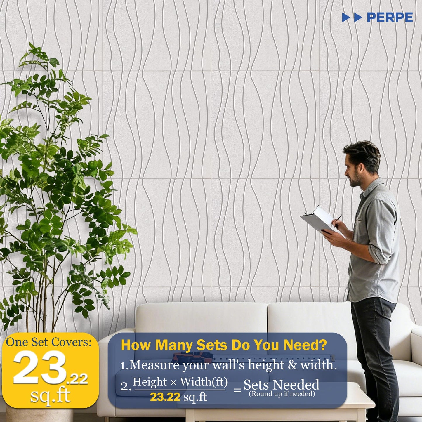 6 PCS Acoustic Panels, 23.6x23.6'' Self-Adhesive Soundproof Wall Panels,Water Waves Acoustical Wall Panels, Peel and Stick Wall Panel Decorative Acoustic Wall Panels for Recording and Home Studio
