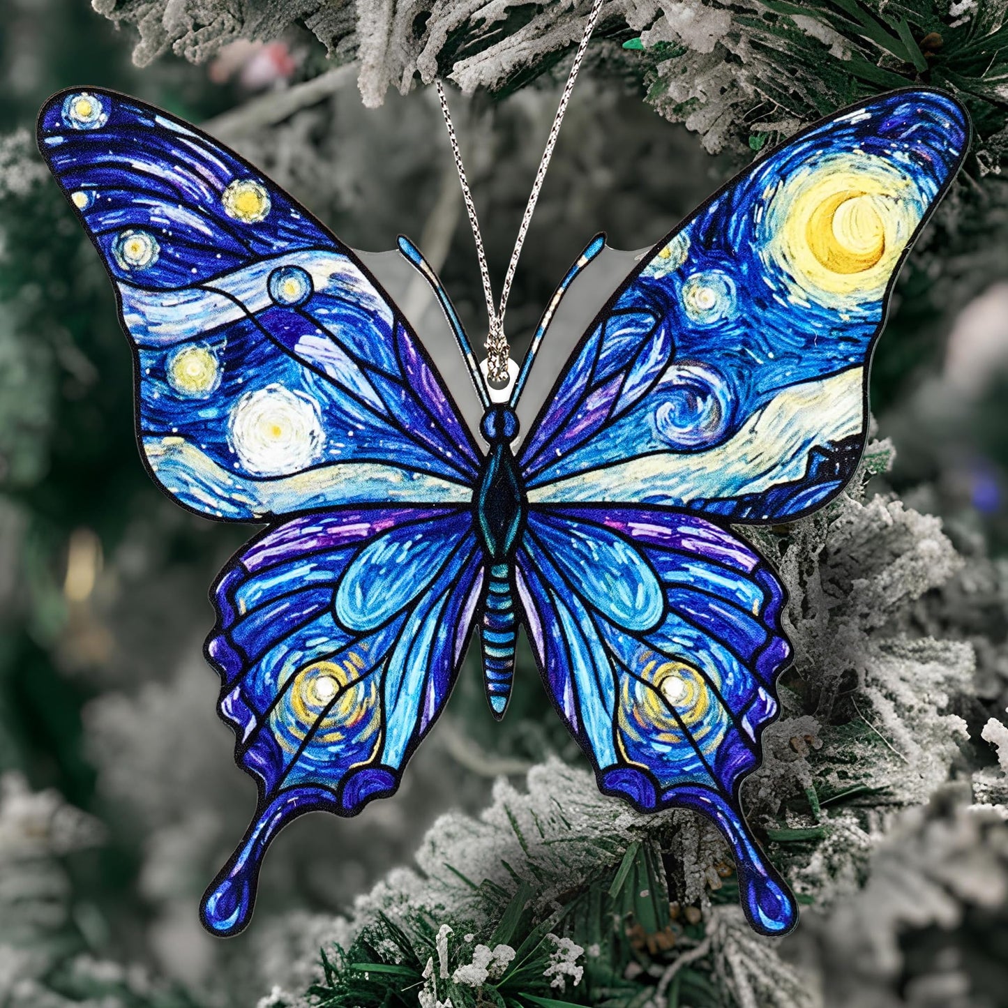 Butterfly Starry Night Christmas Ornaments 2026, Butterflies Suncatcher Ornament for Window Tree Decor, Christmas Decorations, Butterfly Gifts for Women, Unique Holiday Fantasy Gifts