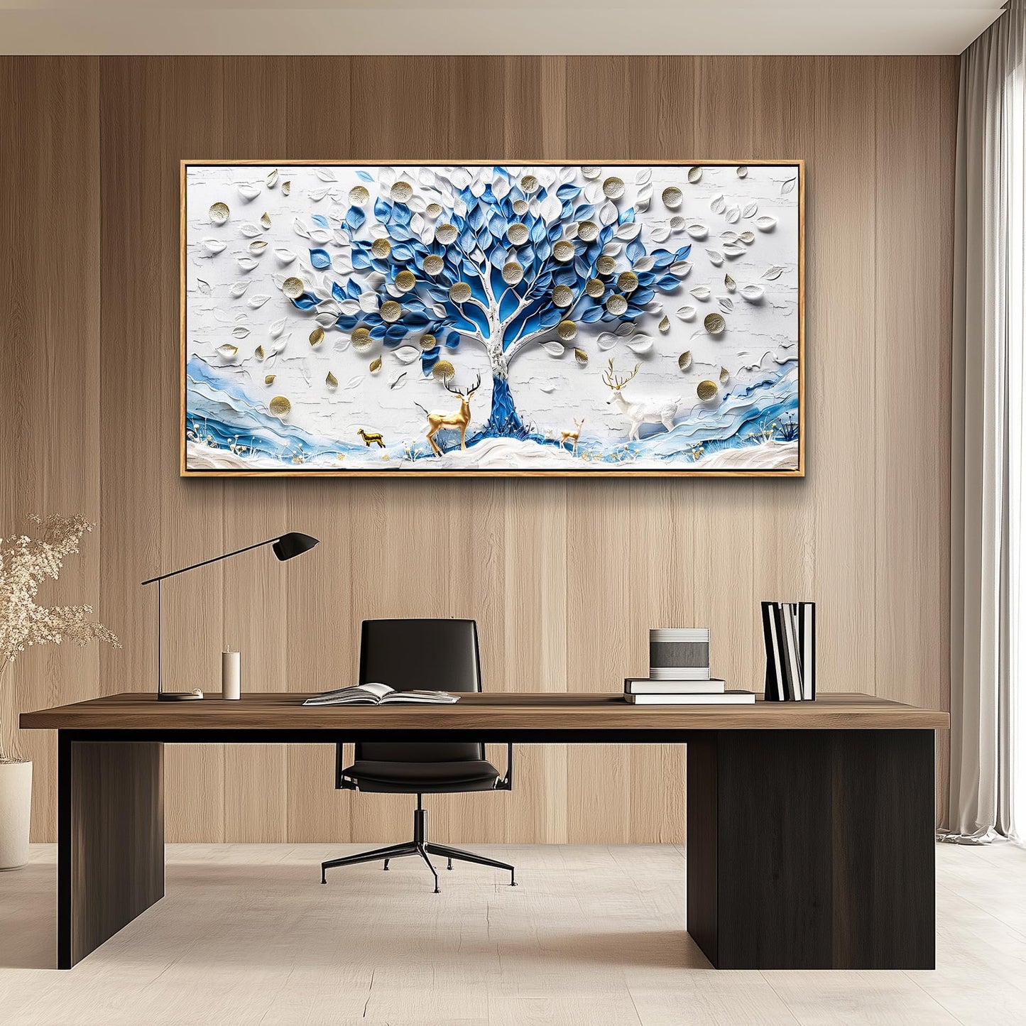 JUDASJART Canvas Wall Art For Living Room Wall Decor For Bedroom Office Wall Decoration Tree Gold Accent Landscape Painting Abstract Pictures Artwork Room Aesthetic Home Decor 20x40 In