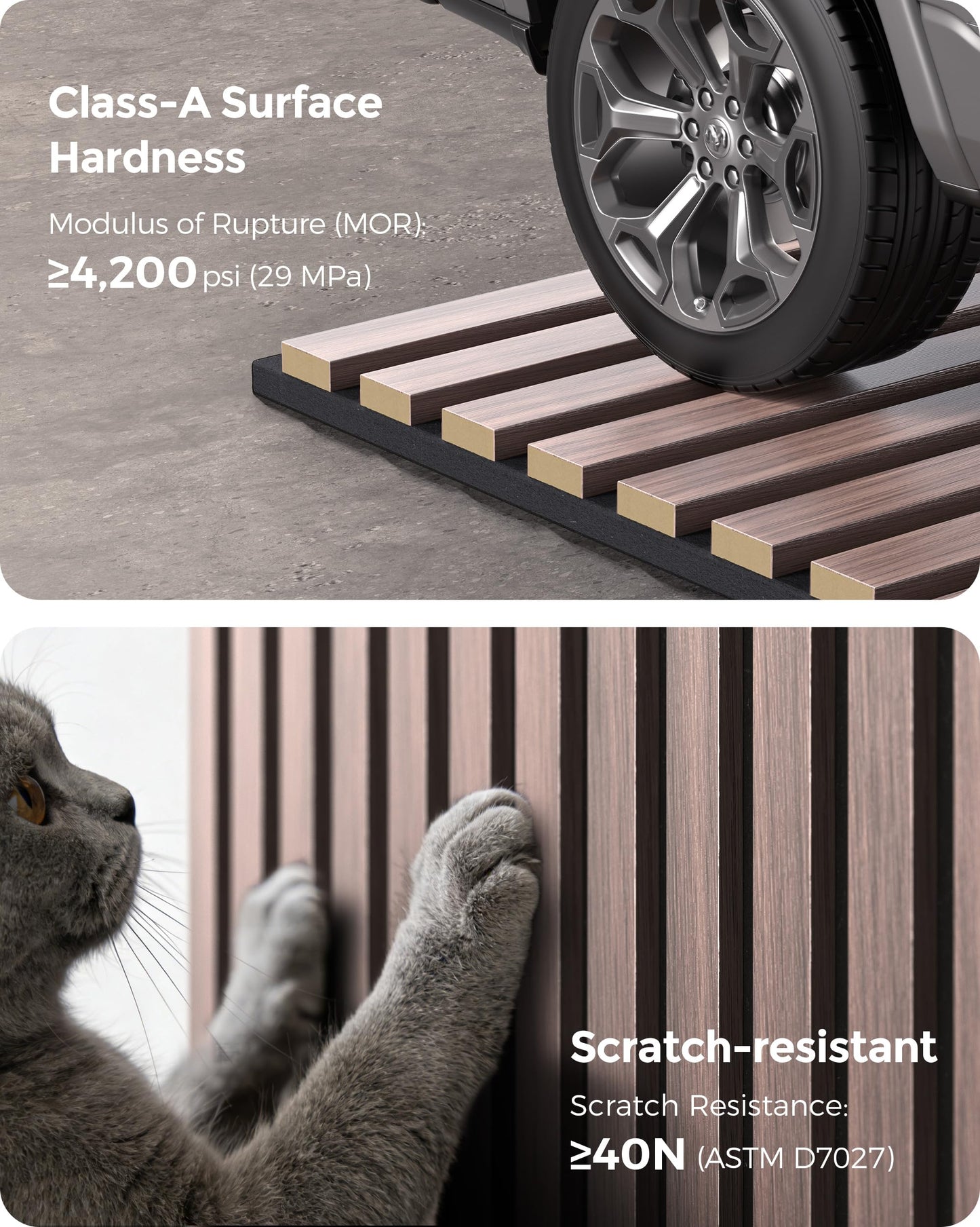 HIGRELIFE Wood Slat Acoustic Wall Panels, 3D Wall Panels with High Density Core for Echo Reduction, Easy DIY, for Living Room, Bedroom, Studio and More,Safe for Kids (Walnut,23.5"x23.5"-2PCS)