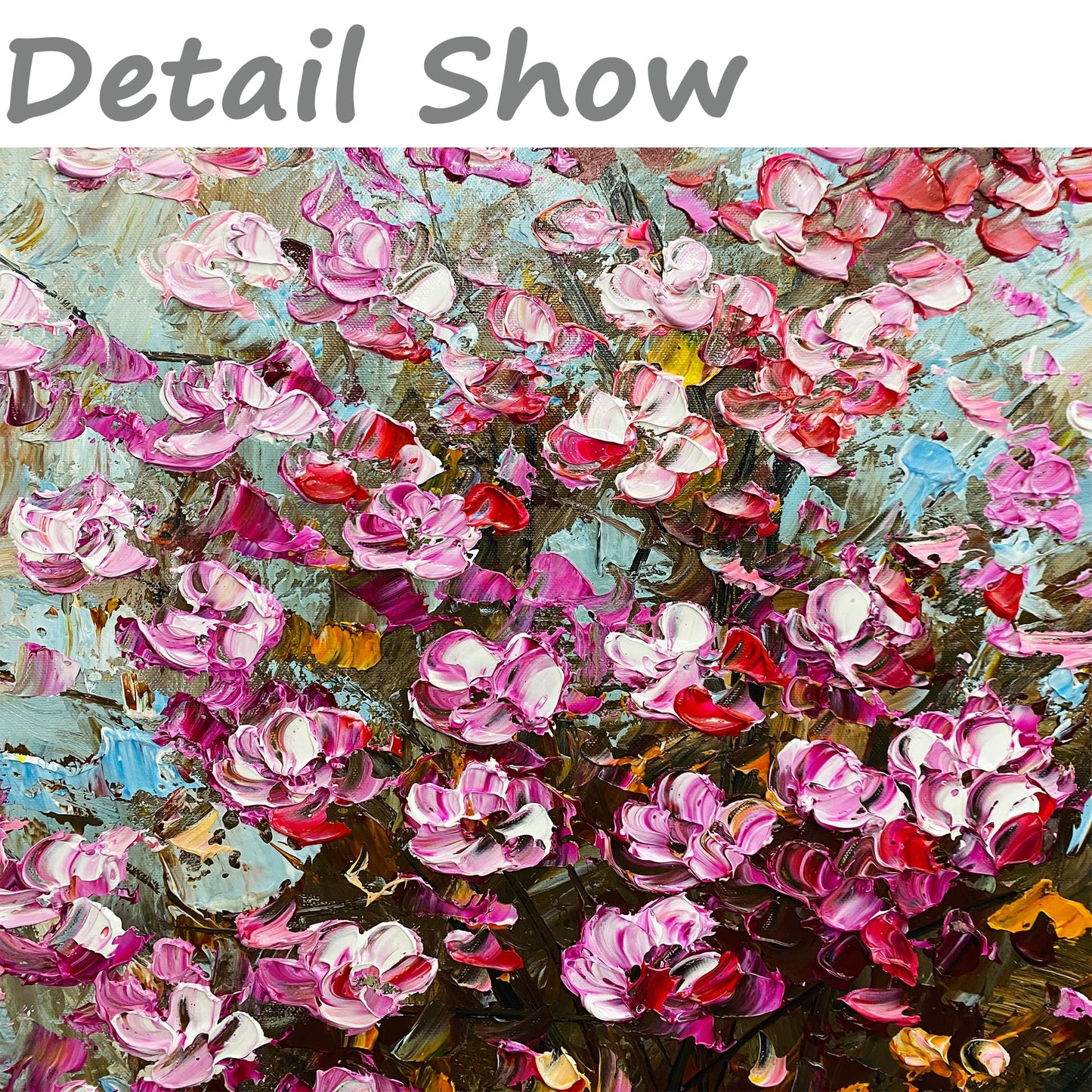 Hand-Painted Pink Purple Blooming Flower Oil Painting, Gallery Wrapped Framed 3D Textured Wall Art, Ready to Hang(24x36 inches)