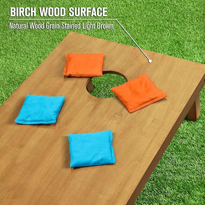 GoSports 4 ft x 2 ft Regulation Size Wooden Cornhole Boards Set - Includes Carrying Case - Full Regulation Size Bean Bag Toss Boards