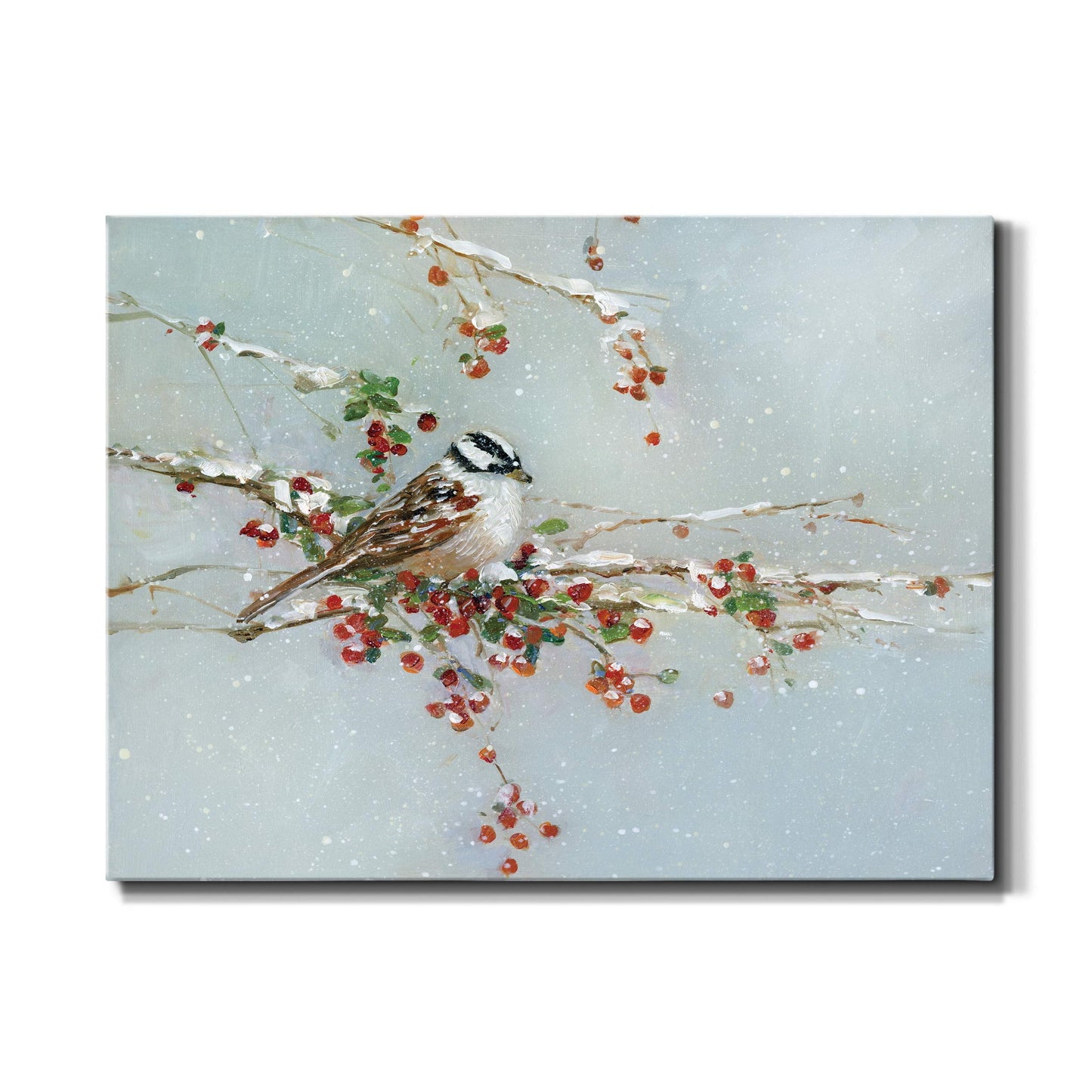 Renditions Gallery Canvas Abstract Wall Art Home Paintings & Prints Artwork Innocent Winter Woodpecker Glam Wall Hanging Snowy Modern Decorations for Bedroom Office Kitchen - 8"x12" LT20