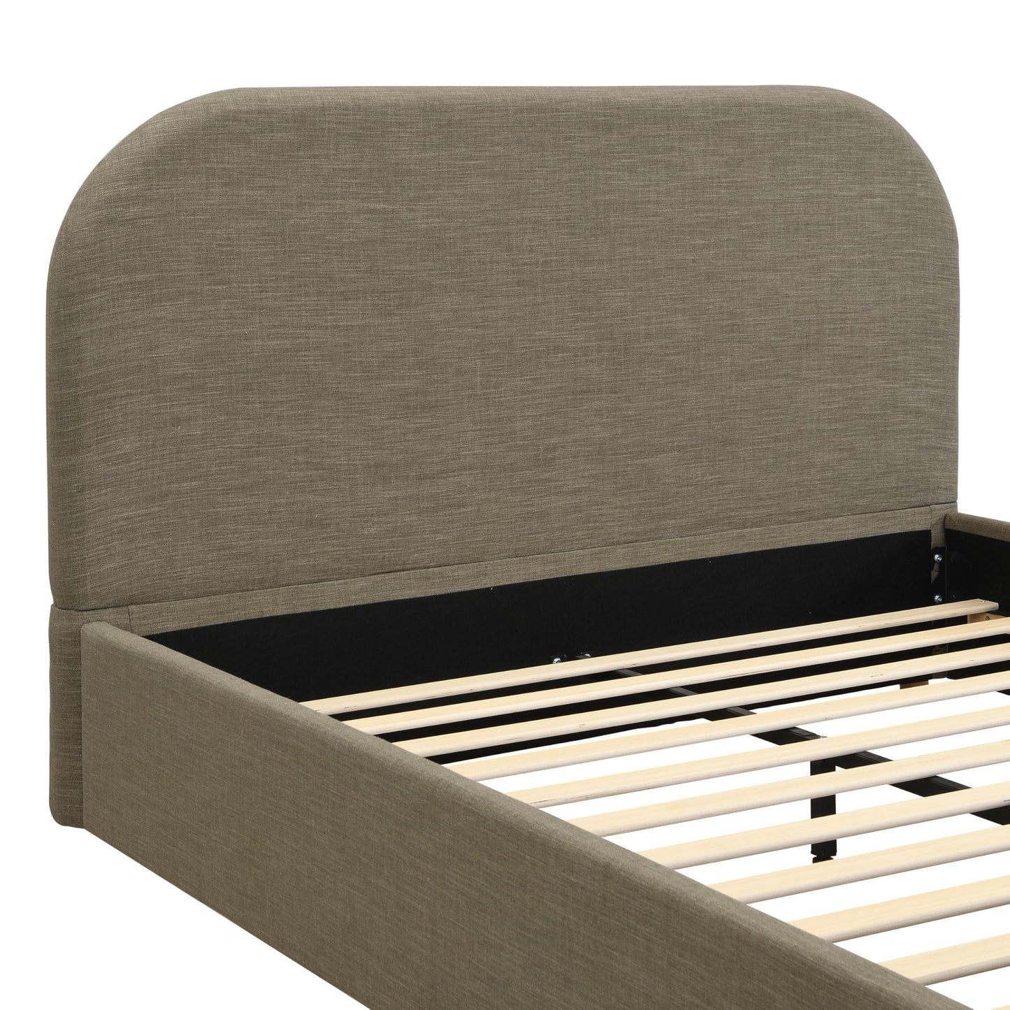 Christopher Knight Home Lanet Linen Upholstered Queen Size Bed Frame with Headboard, Modern Queen Bed Frame and Headboard, Wooden Slats Support, Easy Assembly, No Box Spring Needed, Olive Green