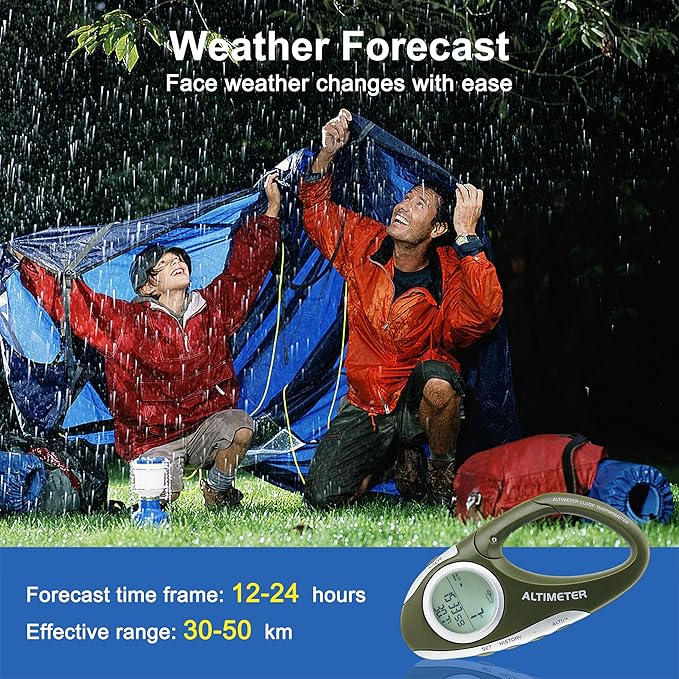 Digital Altimeter Portable Compass with Weather Forecast Multi Function Altimeter Barometer for Hiking, Camping, RVs and Outdoor Activities