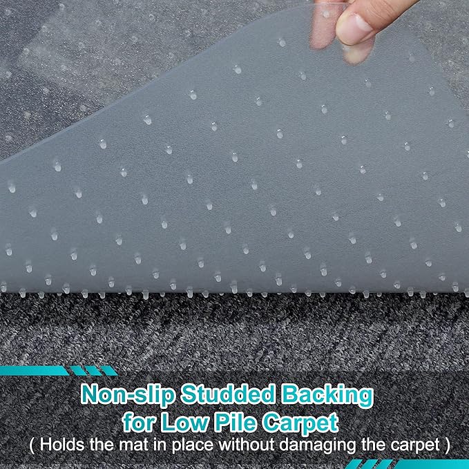 BesWin Office Chair Mat for Carpeted Floors, 46'' x 72'' Large Desk Chair Mat for Low Carpets, Premium Quality Hard Carpet Protector for Work, Home, Gaming, Easy Glide and Flat Without Curling