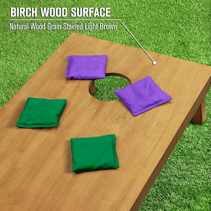 GoSports 4 ft x 2 ft Regulation Size Wooden Cornhole Boards Set - Includes Carrying Case - Full Regulation Size Bean Bag Toss Boards