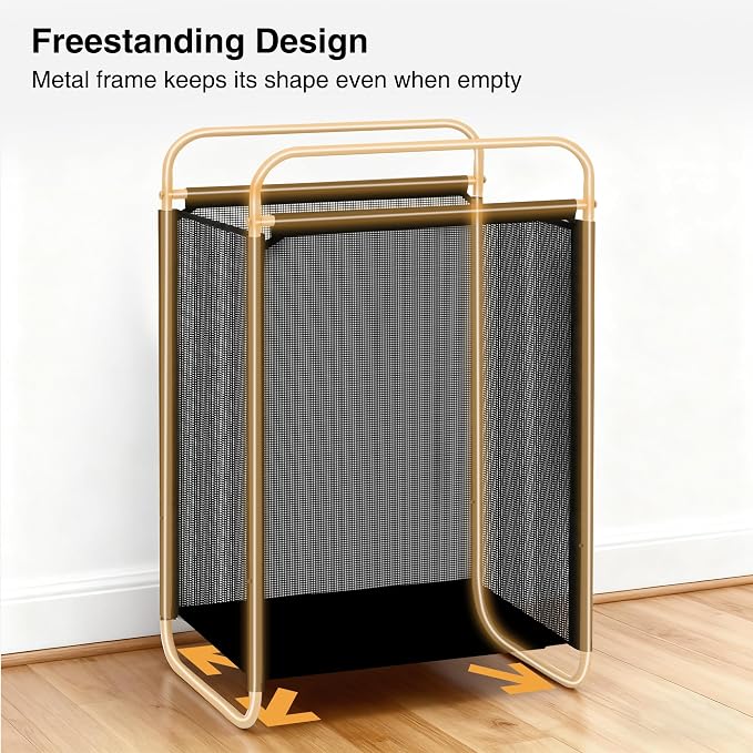 STO STO Laundry Hamper, 75L Laundry Basket with Vinyl Mesh Bag, Lightweight Portable Dirty Clothes Hamper, Laundry Bin with Metal Frame for Laundry Room, Bedroom, Closet and Dorm, Black Mesh