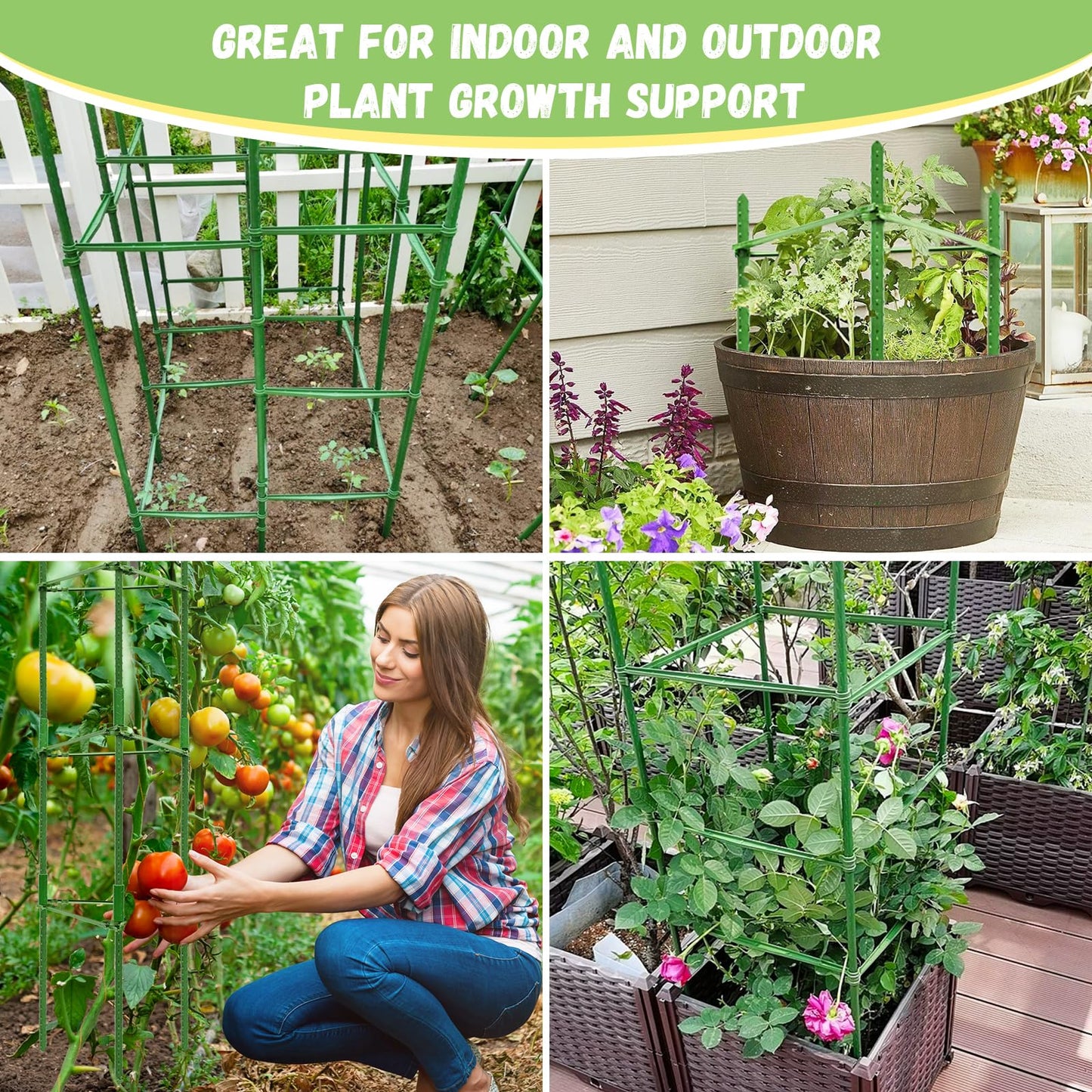 Legigo 6-Pack Tomato Cage for Garden Plant Support- Up to 48inch Garden Stakes Tomato Cage, Tomato Trellis for Potted Plants, Tomato Cages Plant Stakes for Climbing Vegetables Plants Flowers