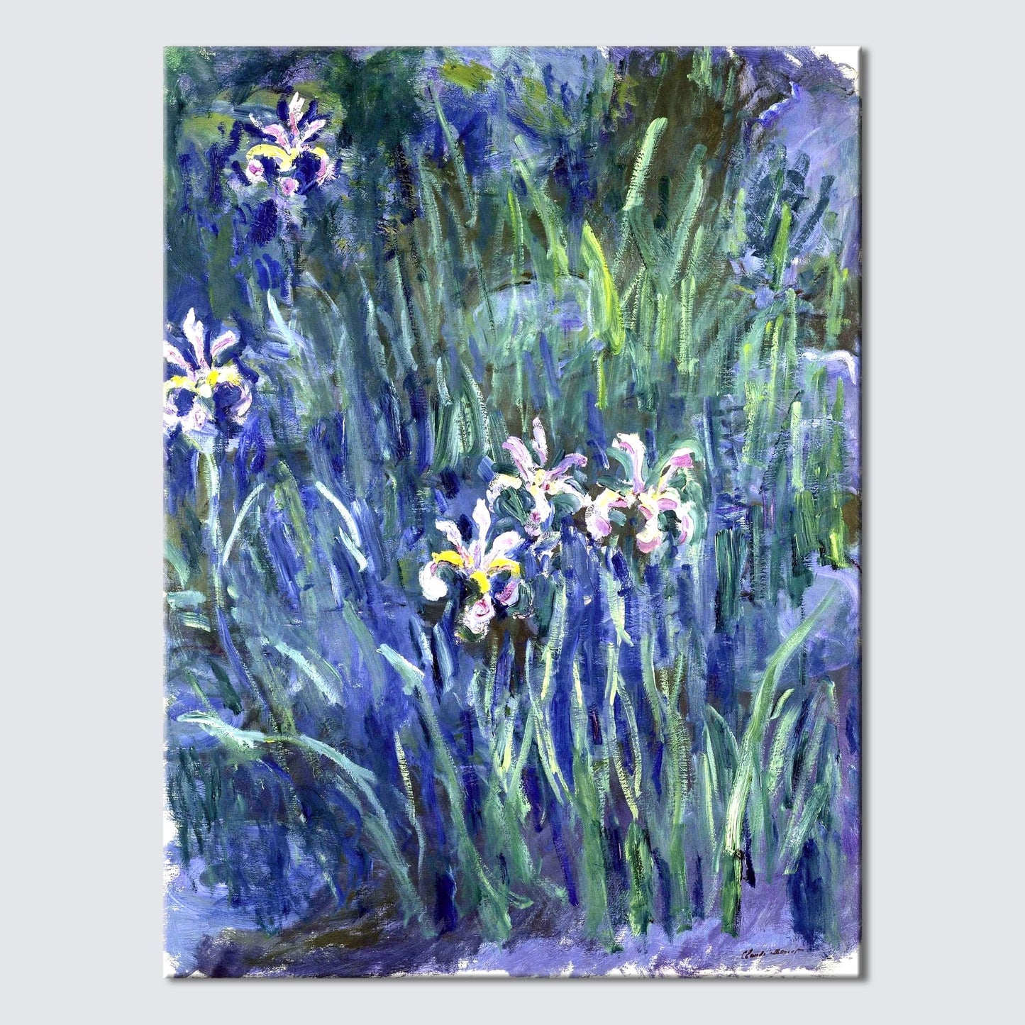 Wieco Art Canvas Print Wall Art Irises by Claude Monet Oil Paintings Reproduction Landscape Pictures Artwork on Canvas Art for Living Room Decorations and Wall Decor