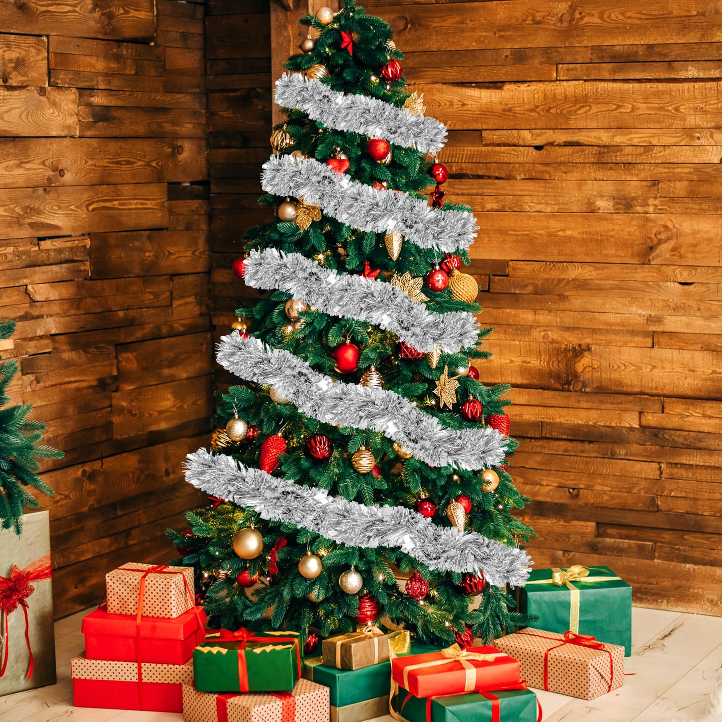 70 Ft Christmas Tinsel Garland Metallic Tinsel Twist Garland Glitter Christmas Tree Hanging Decorations for New Year Party Birthday Holiday Indoor Outdoor Supplies