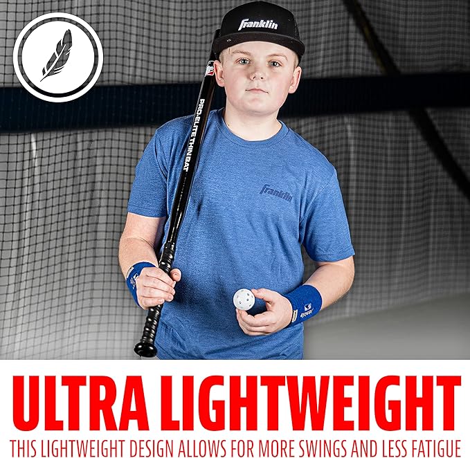 Franklin Sports MLB Baseball Training Bat + Balls - Thin Stick Training Equipment for Hitting Practice - Skinny Mini Bat + Ball Set for Contact Batting - 30"