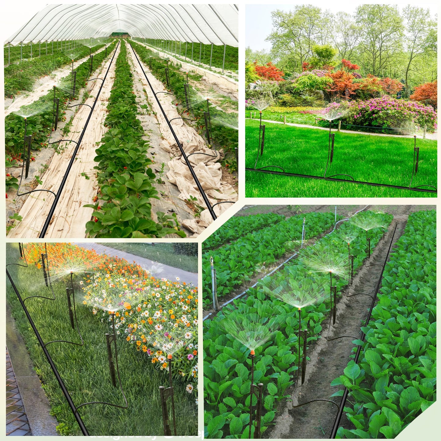 12 Sets 90/180/360° Irrigation Micro Sprinkler Heads with Stake,Drip Sprinkler Heads with 1/4" Irrigation Tubing on Riser Stake,Drip Spray Emitters Sprinkler Stake Assembly for Garden Water System