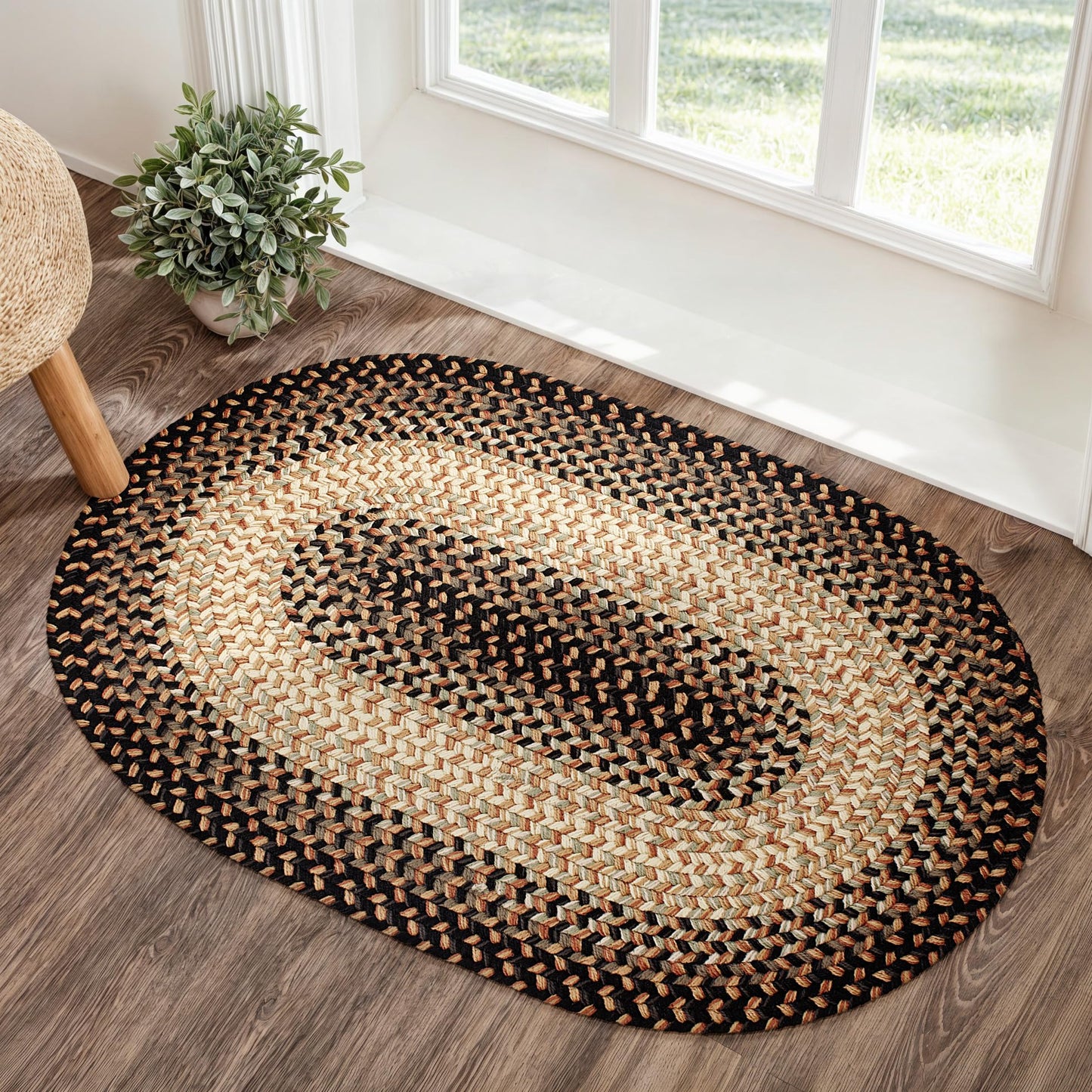 RRI Home Decor EastEnd EL83 Charcoal 2' x 3' Oval - Braided Area Rug, Home Decor, Floor Mat or Bedroom Rug - Easy Care, Ideal for High Traffic Areas in Hallway and Living Room - Made in USA