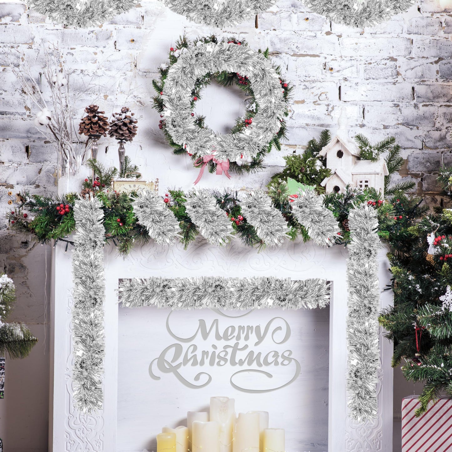 70 Ft Christmas Tinsel Garland Metallic Tinsel Twist Garland Glitter Christmas Tree Hanging Decorations for New Year Party Birthday Holiday Indoor Outdoor Supplies
