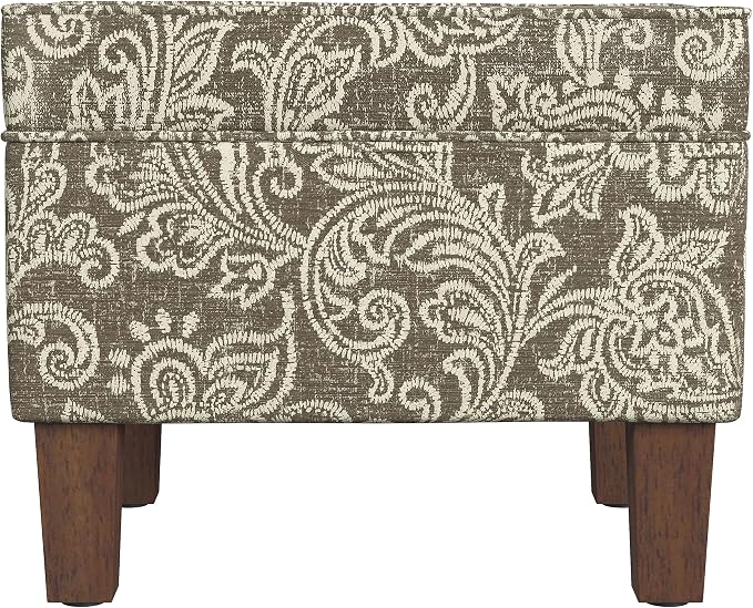 Spatial Order Home Decor | Dinah Collection Modern Storage Ottoman | Ottoman with Storage for Living Room & Bedroom(Brown Jacobean Print)