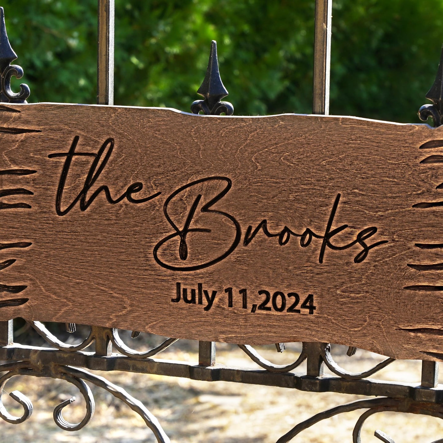 Custom Wooden Name Sign for Outdoors – Personalized Beech Wood Plaque with Live Edge – Engraved Weatherproof Sign for Yard, Cabin, RV, Trailer, Campsite or Tree – Handcrafted Rustic Camping Decor