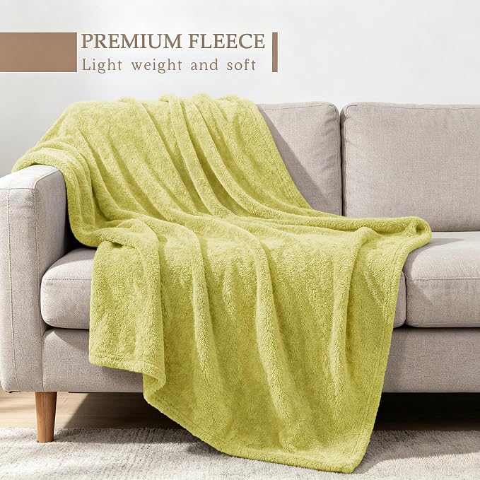 Exclusivo Mezcla Fleece Light Green Throw Blanket for Couch Sofa, Ultra Soft, Lightweight and Fluffy Blankets for Women, All Season, 50x60 Inches
