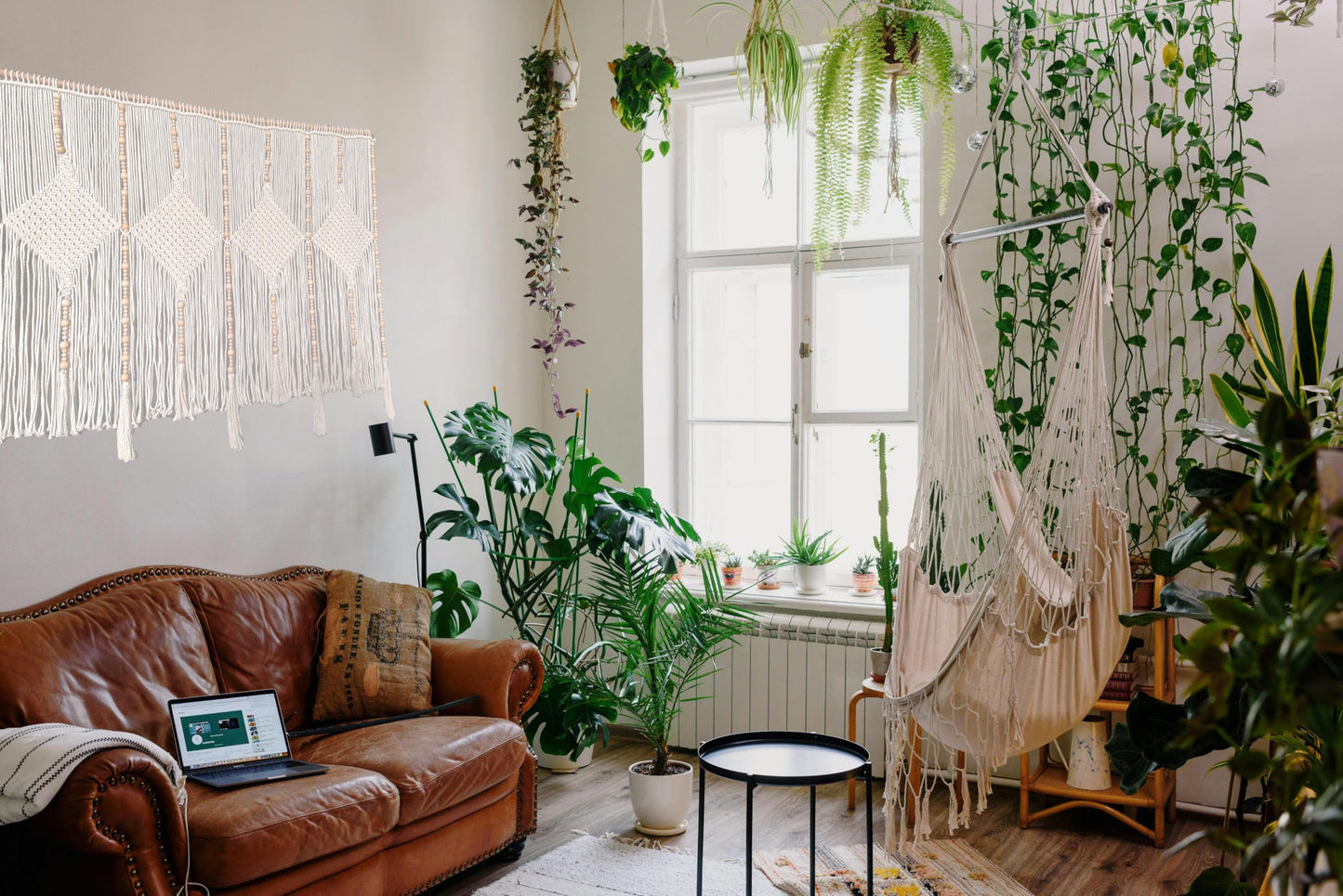kiido Large Macrame Wall Hanging 47"×33" Boho Tapestry Woven Wall Decor- Cotton Tassel Macrame Curtain Beige Chic Bohemian Wall Art for Home Living Room Bedroom Dorm Wedding (Includes Hanging Rod)