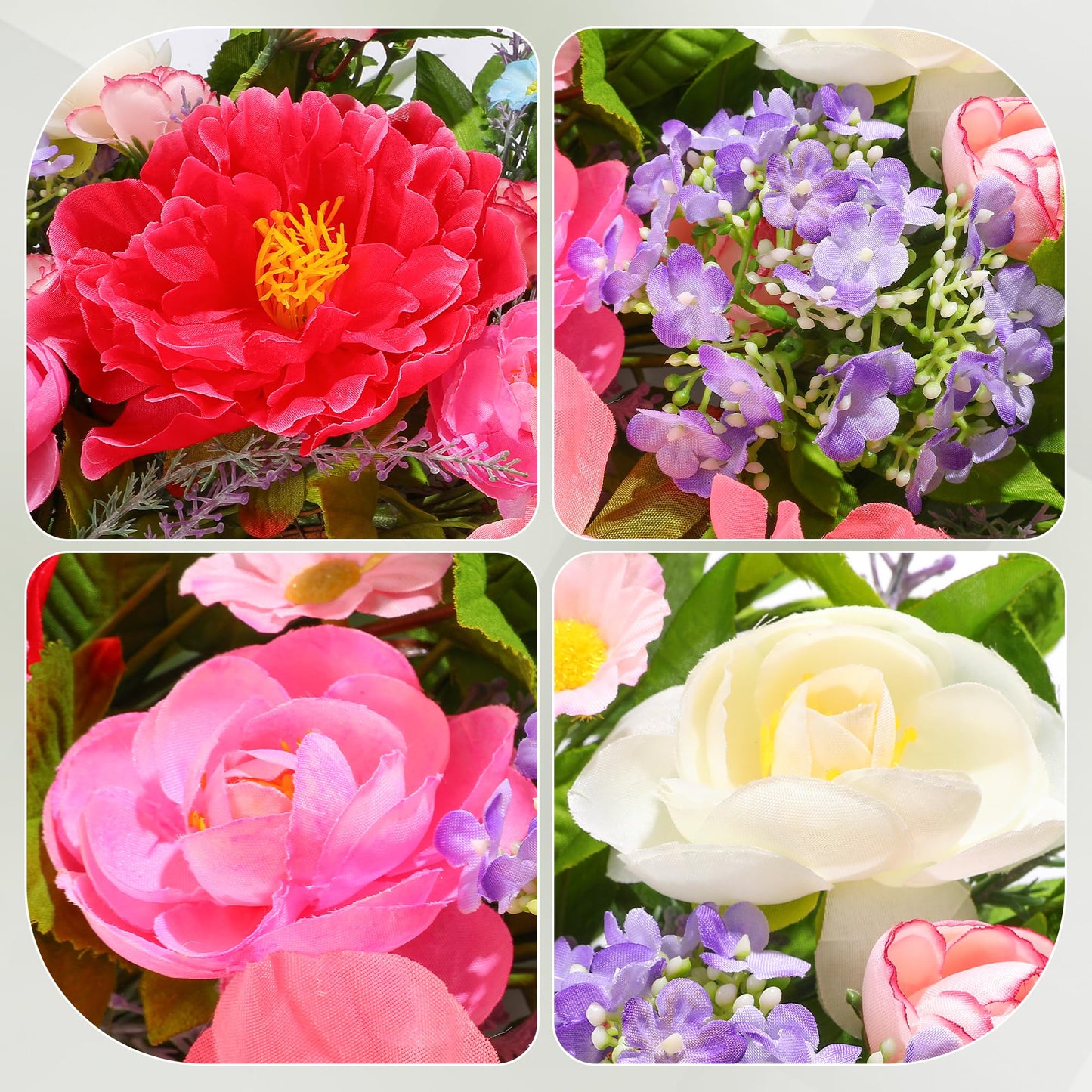 Spring Wreath for Front Door 24 Inch, Summer Wreaths with Large Peony for Home Decor Easter Indoor Outdoor Wall Festival Wedding Celebrations