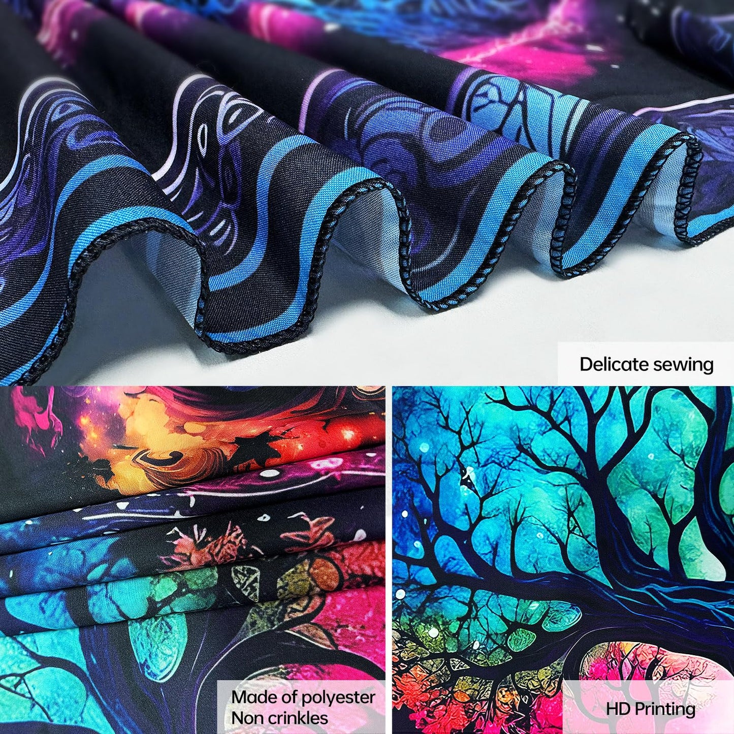 TVTLTVT Tree of Life Tapestry Sun Moon Stars Wall Hanging Boho Mandala Spiritual Wall Art Aesthetic Galaxy Wall Tapestry Nature Plant Decoration for Home Decor Bedroom Living Room Dorm Decor 59x51in