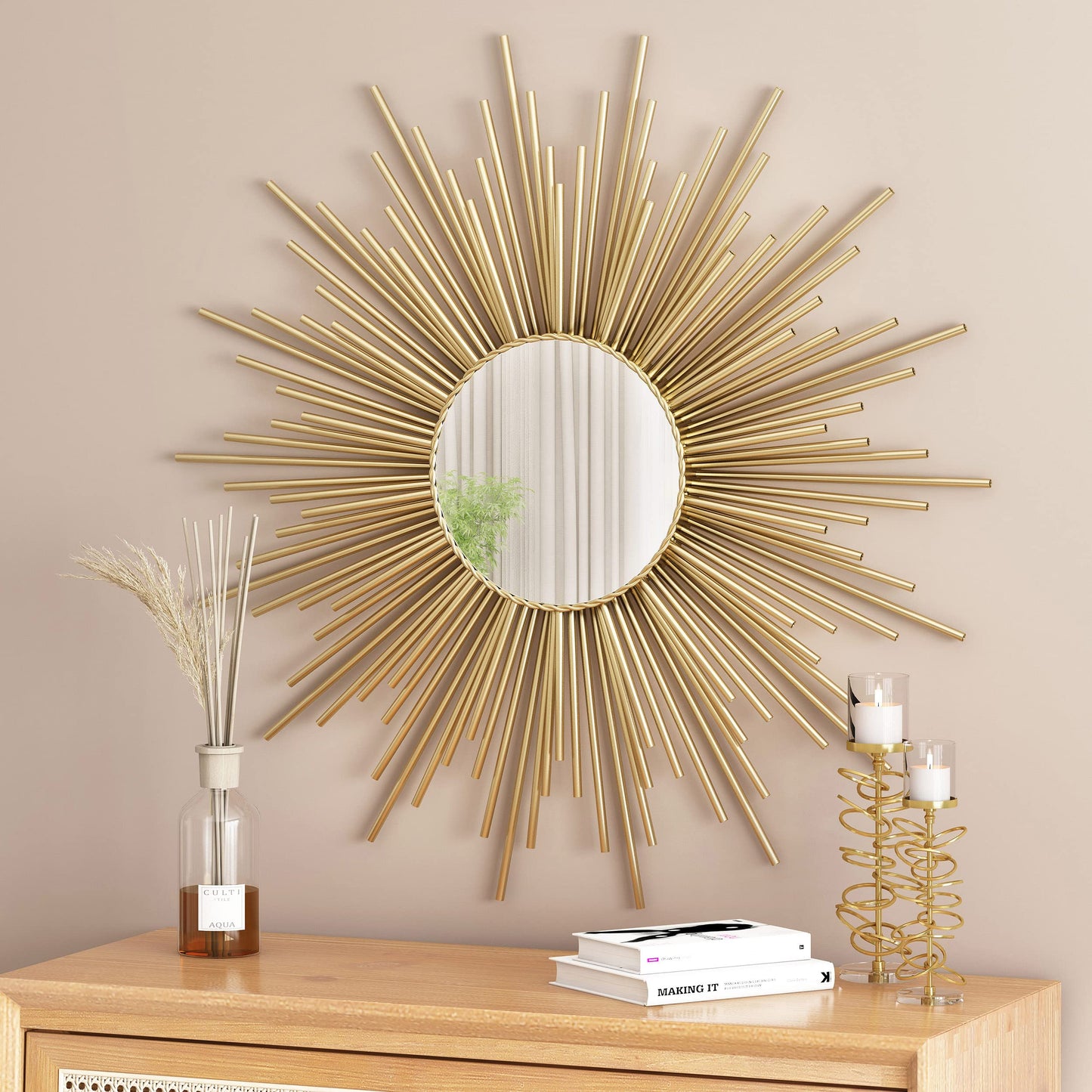 Henton Sunburst Wall Mirror - Gold