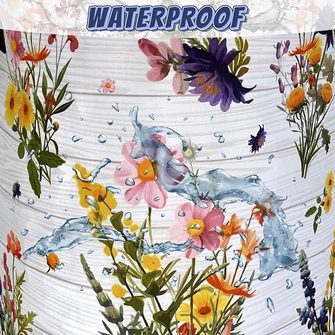 Hawaii Flowers Laundry Basket Foldable Oxford Cloth Colorful Floral Laundry Hamper With Handle Portable Clothes Storage Organizer Basket 18.9"x16.5" Storage Bag For Laundry Room/Bedroom/Dormitories