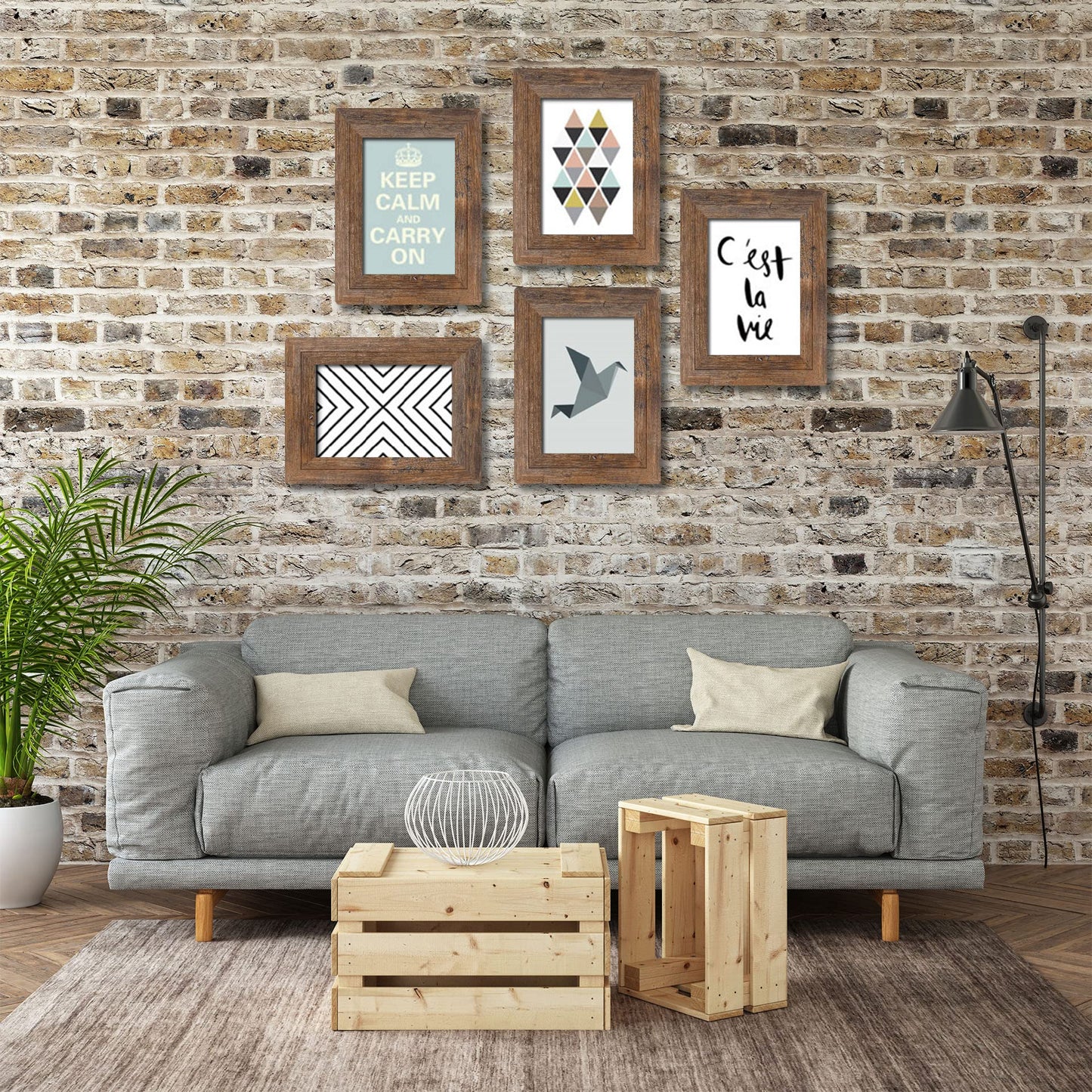 8x10 Picture Frames Set, Set of 4 Wooden Picture Frames Real Tempered Glass and Composite Wooden Rustic Rounded Corners Photo Display for Tabletop Wall Mount (Brown)