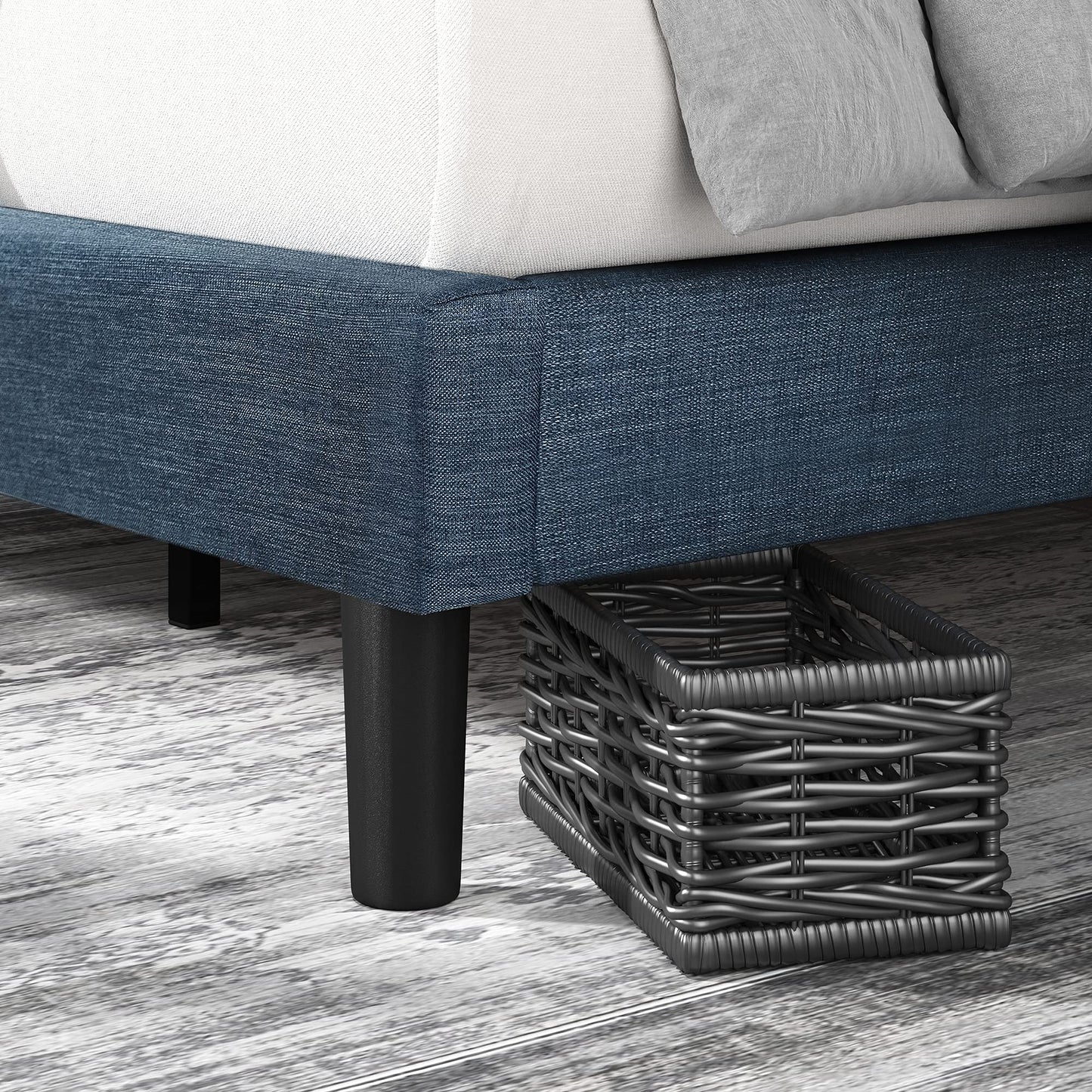 Zinus Omkaram Upholstered Platform Bed Frame, Mattress Foundation, Wood Slat Support, No Box Spring Needed, Easy Assembly, Queen