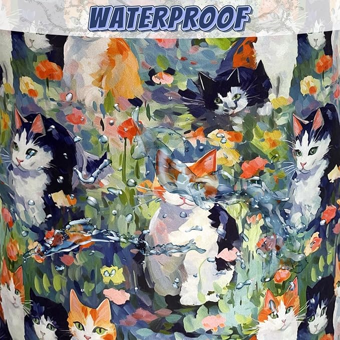 Watercolor Cats Laundry Hamper Foldable Oxford Cloth Cute Animal Cat Laundry Basket With Handle Portable Clothes Storage Organizer Basket 18.9"x16.5" Storage Bag For Laundry Room/Bathroom/Bedroom