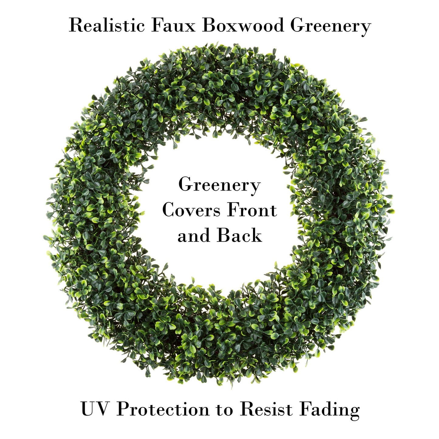 Pure Garden 19.5-Inch Boxwood Wreath - Round UV Resistant Artificial Spring, Summer, Fall, or Winter Wreath - Indoor/Outdoor Wreaths for Front Door