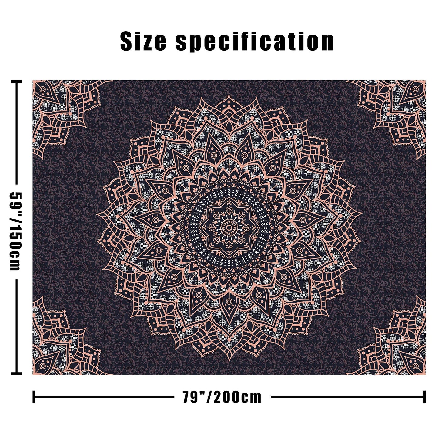Edeesky Black Mandala Tapestry Wall Hanging Psychedelic Wall Tapestry Aesthetic Indian Hippie Decor Bohemian Art Boho Home Decoration for Bedroom,Living Room,Dorm