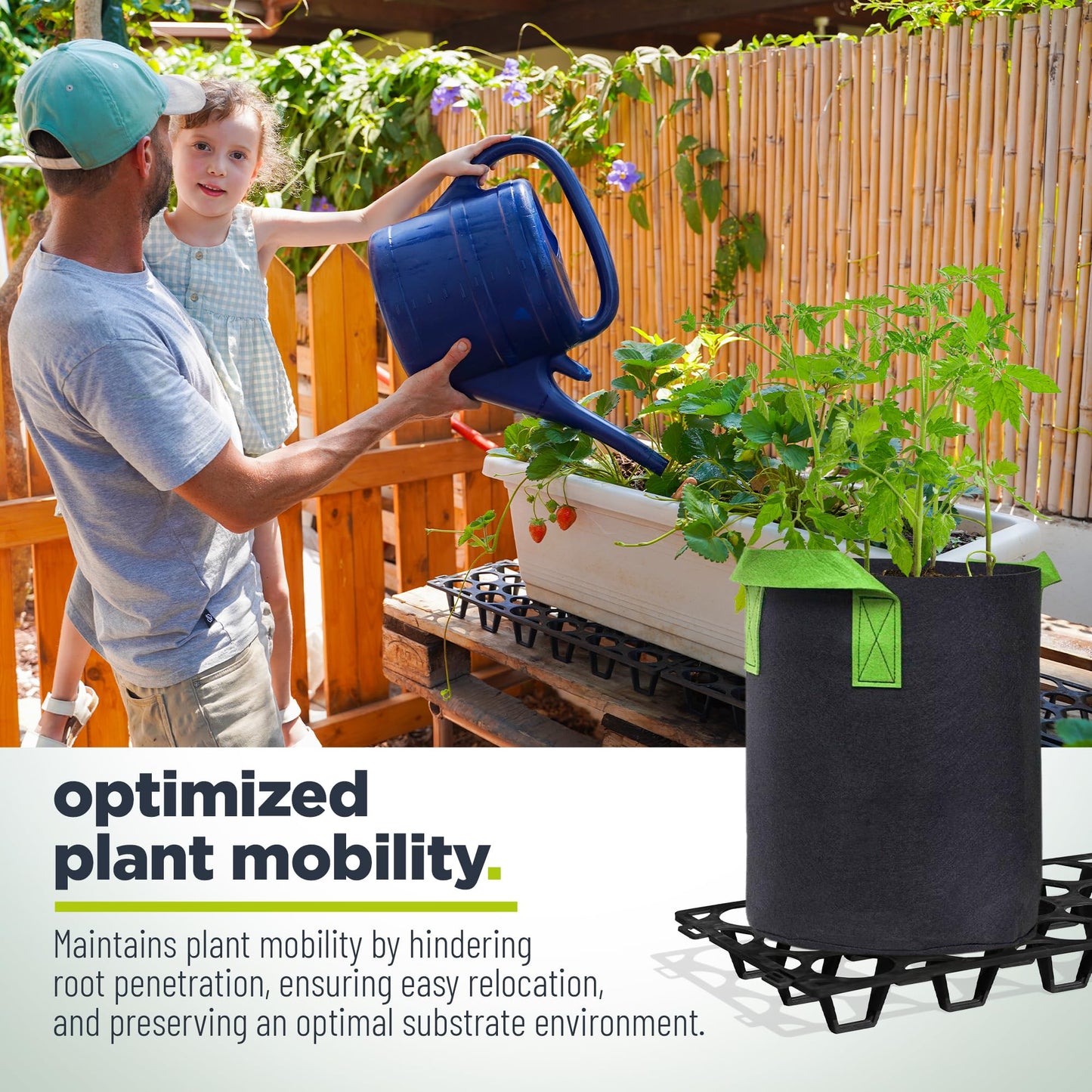 Plant Stand Outdoor – Modular Plant Riser 7 Pack for Pots, Planters & Grow Bags | Heavy-Duty UV-Resistant Elevated Pot Stand for Drainage, Airflow, Root Health & Cleaner Patios – 19.7x7.5x2.4 in (Black)