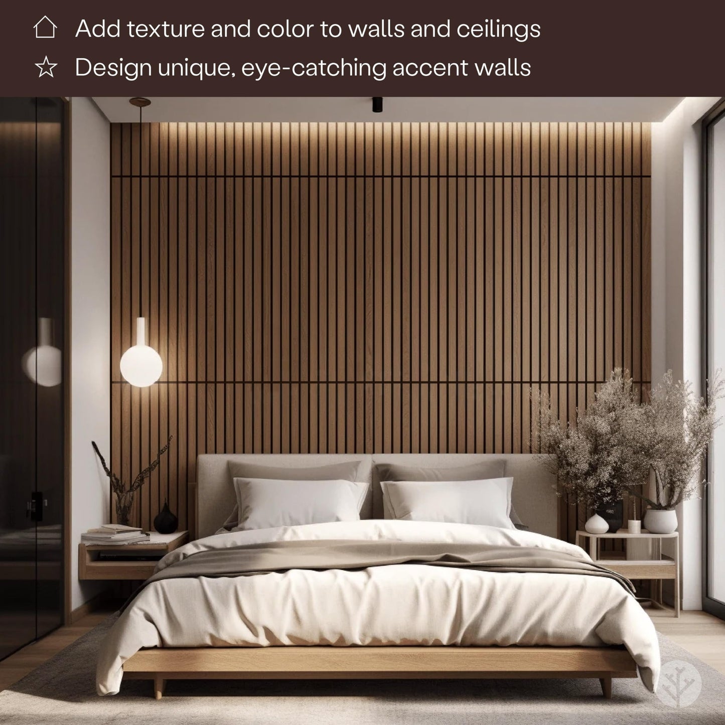 WVH Slatpanel Oak Natural Core – Acoustic 3D Textured Wood Panels for Walls & Ceilings | Decorative Panels for Homes, Offices & Studios | 2 x 47.24” x 12.6” | Real Wood Veneer, MDF, Felt