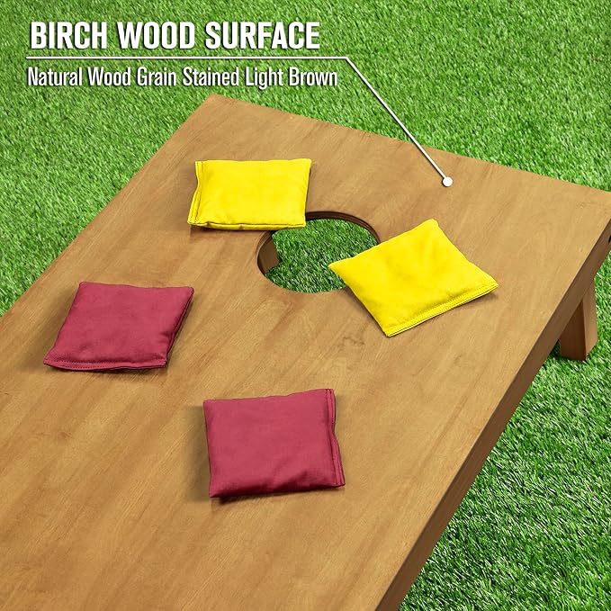 GoSports 4 ft x 2 ft Regulation Size Wooden Cornhole Boards Set - Includes Carrying Case - Full Regulation Size Bean Bag Toss Boards