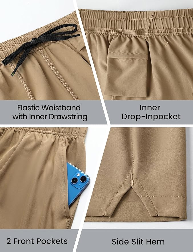 Nepest Men's 5?™â€?Athletic Running Shorts with Pockets, Lightweight Quick Dry Gym Workout Training No Liner Shorts
