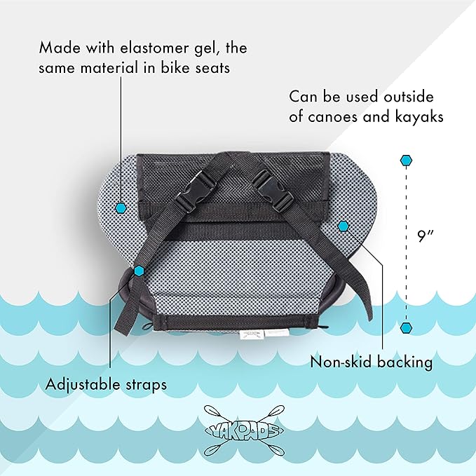 Low Back Cushioned Seat Pad, Gel Seat Pad for Kayaks, Portable Seat Cushion for Outdoor Watersports and Recreation - Cascade Creek (Low Back)