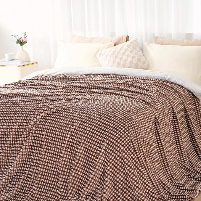 Zyrah Fleece Throws for Couch Super Soft Throw Blanket Lightweight Decorative Fuzzy Cozy Blankets for Sofa Chair Bed (C-Brown, Twin(60"x80"))