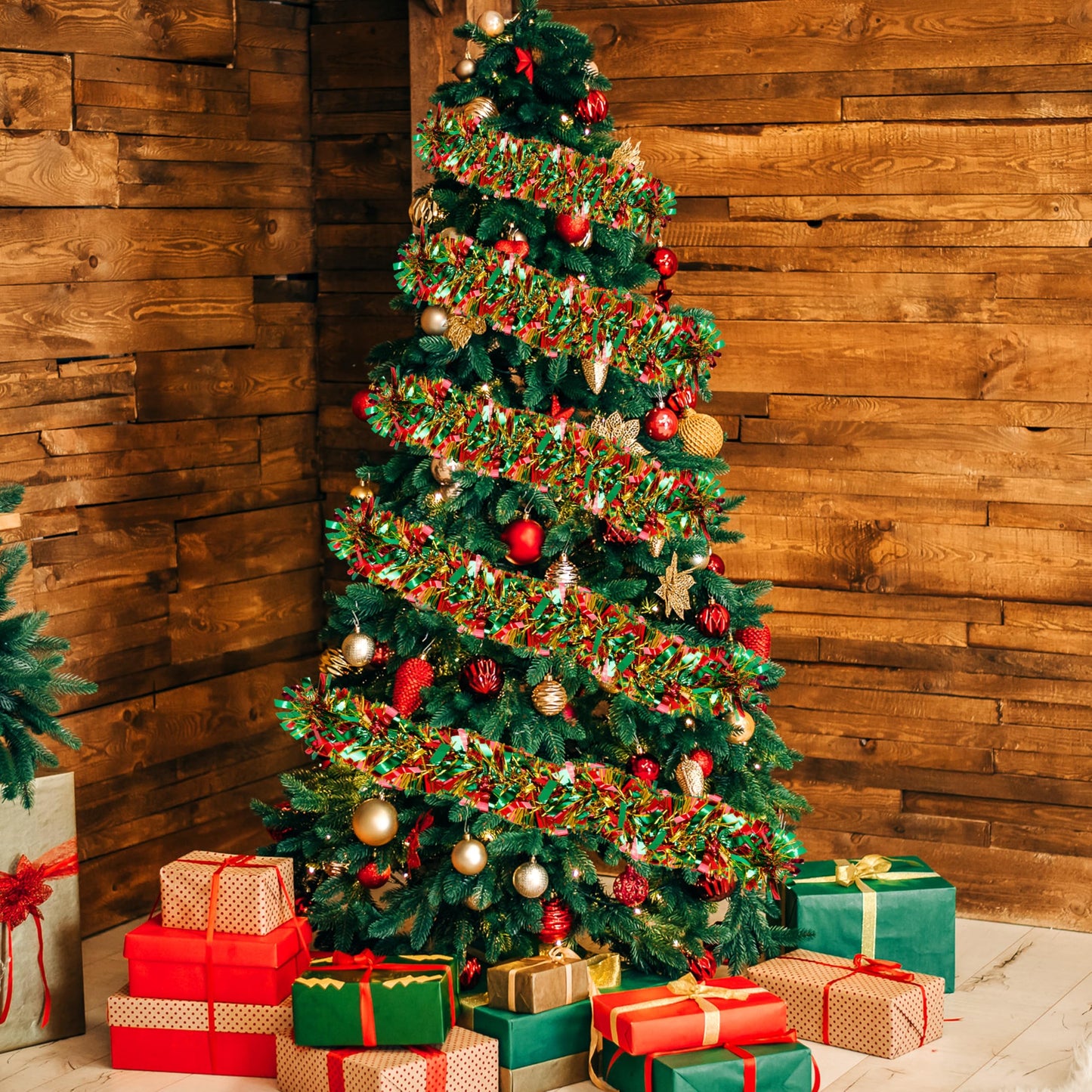 70 Ft Christmas Tinsel Garland Metallic Tinsel Twist Garland Glitter Christmas Tree Hanging Decorations for New Year Party Birthday Holiday Indoor Outdoor Supplies (Mix 2)