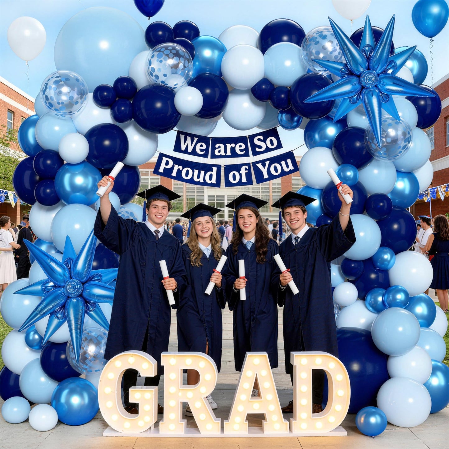 KARLURE Blue Balloons Arch Kit, Different Shades Light Navy Blue Balloons for 2026 Graduation Decorations Grad Class Baby Shower Boy Men Birthday Party Bridal Shower Wedding Anniversary Decorations