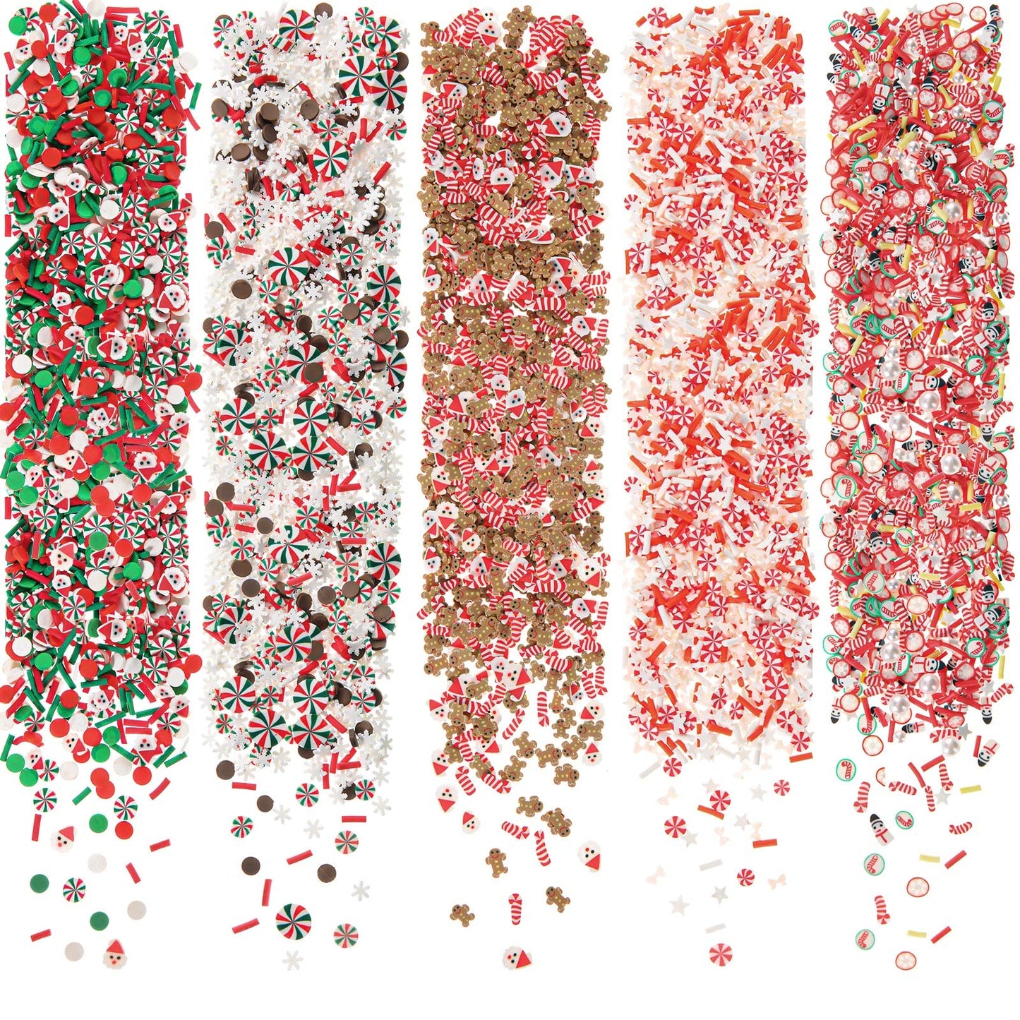 BBTO 250 Grams Christmas Fake Chocolate Candy Sprinkles Tiny Polymer Clay Embellishments Xmas Polymer Slices Soft Clay DIY Decoration for Resin Nail Scrapbook Charm DIY Art Crafts Making Supply