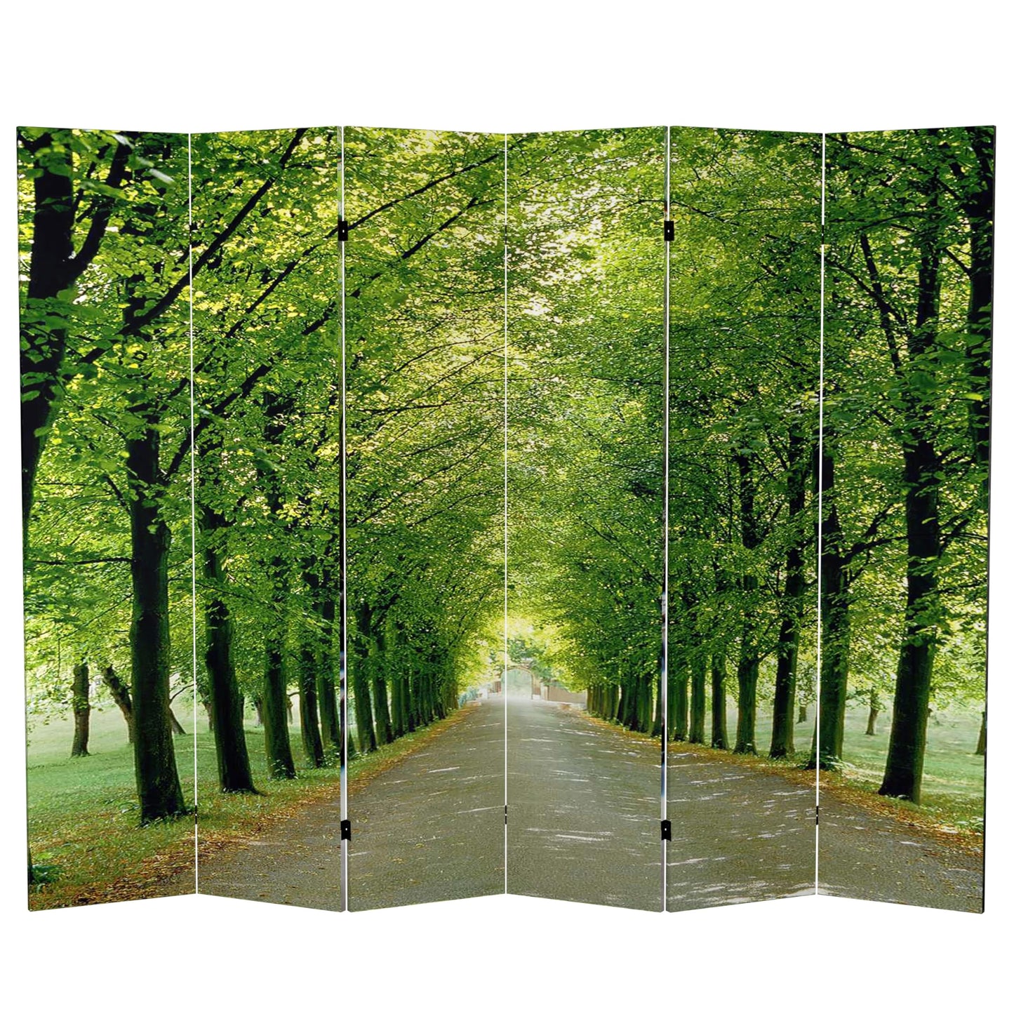 Red Lantern Double Sided Path of Life Canvas Folding Screen, 6 Foot - 6 Panel