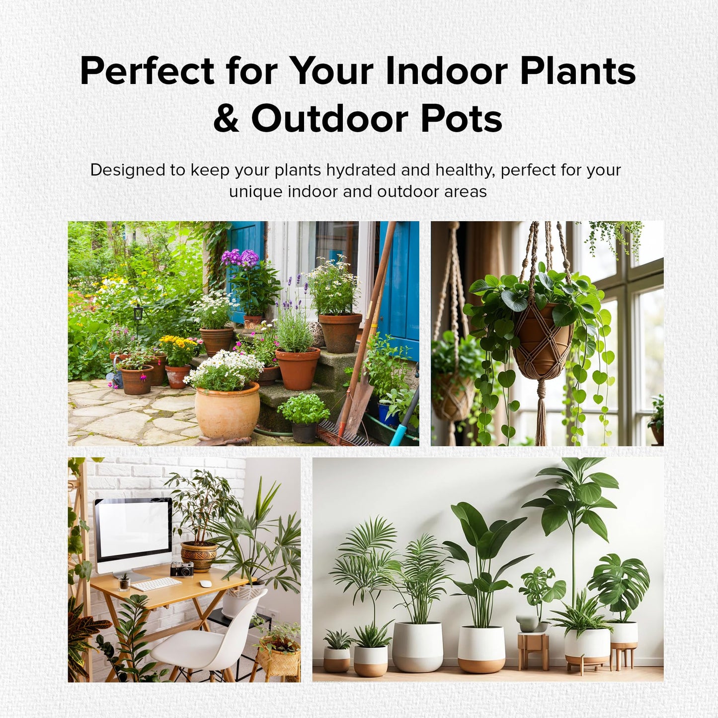 The Olla Company Plant Watering Spikes with Lids - Ideal for 8”-12” Pots - Vacation Friendly - Terracotta - Large - Set of 4