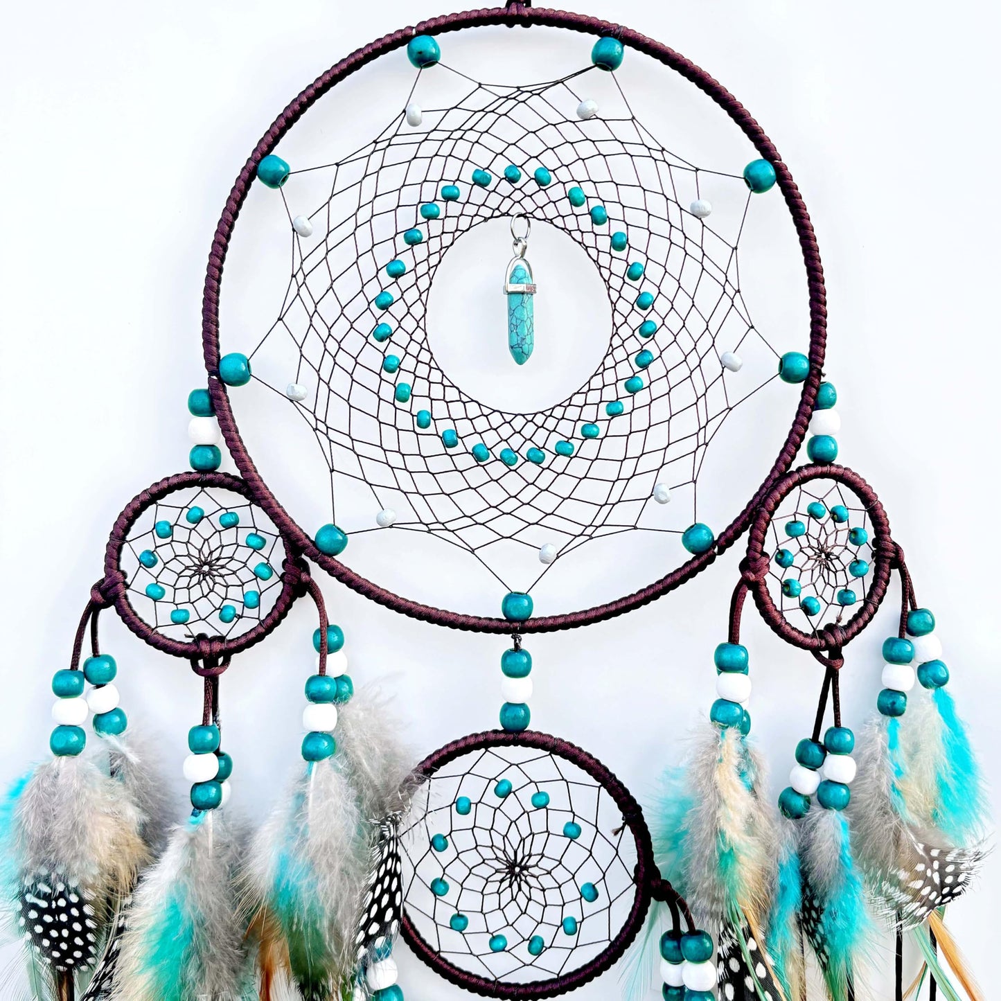 Large Dream Catchers,Boho Handmade Woven Turquoise Dream Catcher Wall Hanging Ornament for Bedroom Living Room Apartment Wedding Party Decor, Festival Blessing Gift (Turquoise)